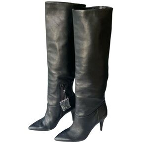 Michael Kors MK Women's Tall Knee High Leather Rosalyn Black Dress Boots 6-1/2